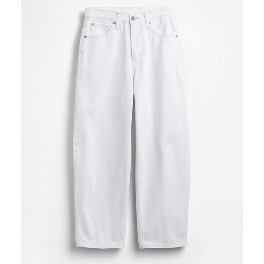 Gap Barrel Jean Womens 18R White High Rise Curved Leg Denim Pants Clean Girl
